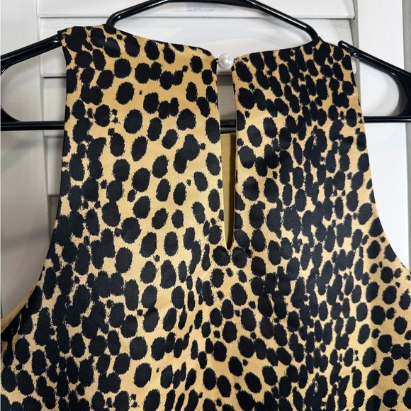 NWT Future Collective 90s Satin Mini Shift Sleeveless Dress Leopard Print Size S - Picture 4 of 6